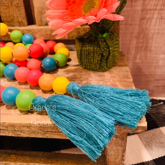 72 Inch Bright Colors Wood Bead Garland - Picture 3 of 3